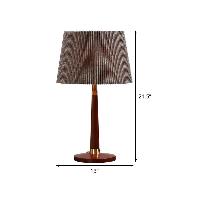 Tapered Drum Nightstand Lamp Contemporary Fabric 1 Bulb Reading Book Light in Grey Clearhalo 'Lamps' 'Table Lamps' Lighting' 402635