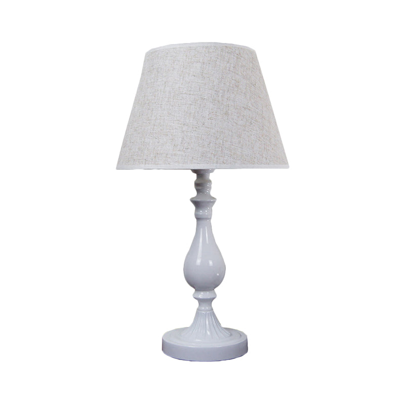 Urn-Shaped Metallic Desk Lamp Modernist 1 Bulb White Table Light with Fabric Shade Clearhalo 'Lamps' 'Table Lamps' Lighting' 402648