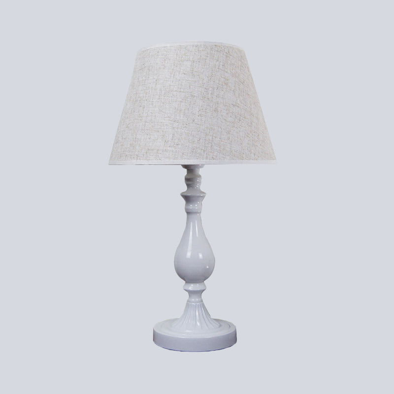 Urn-Shaped Metallic Desk Lamp Modernist 1 Bulb White Table Light with Fabric Shade Clearhalo 'Lamps' 'Table Lamps' Lighting' 402649
