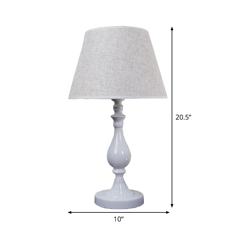 Urn-Shaped Metallic Desk Lamp Modernist 1 Bulb White Table Light with Fabric Shade Clearhalo 'Lamps' 'Table Lamps' Lighting' 402650