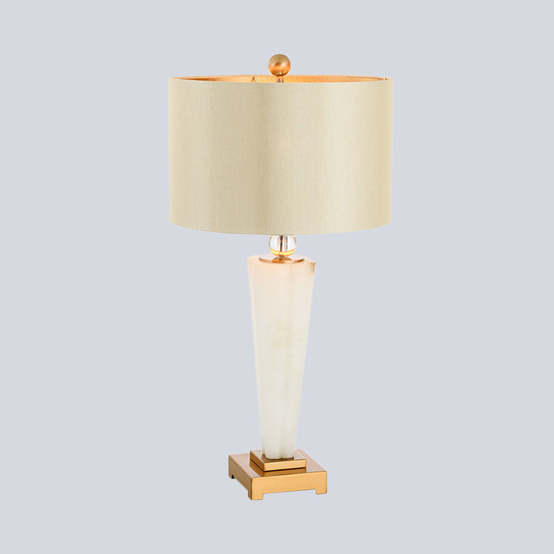 Straight Sided Shade Reading Lamp Modernist Fabric 1 Bulb Task Lighting in White Clearhalo 'Lamps' 'Table Lamps' Lighting' 402664