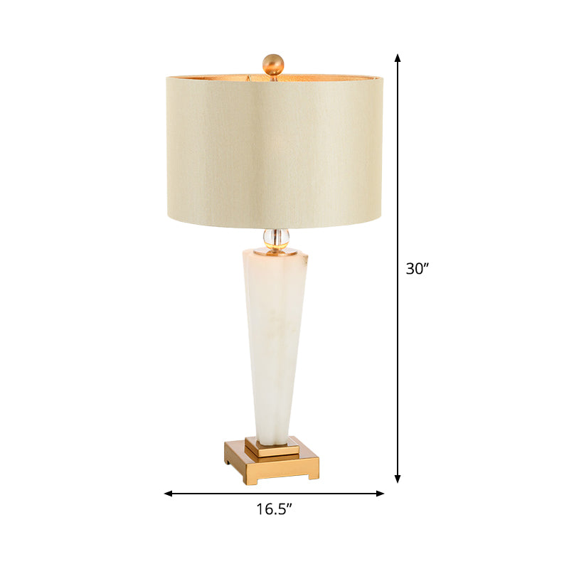 Straight Sided Shade Reading Lamp Modernist Fabric 1 Bulb Task Lighting in White Clearhalo 'Lamps' 'Table Lamps' Lighting' 402665