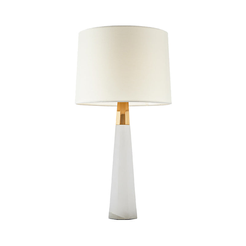 Modernism Conical Shade Table Light Fabric 1 Bulb Small Desk Lamp in White for Bedroom Clearhalo 'Lamps' 'Table Lamps' Lighting' 402688