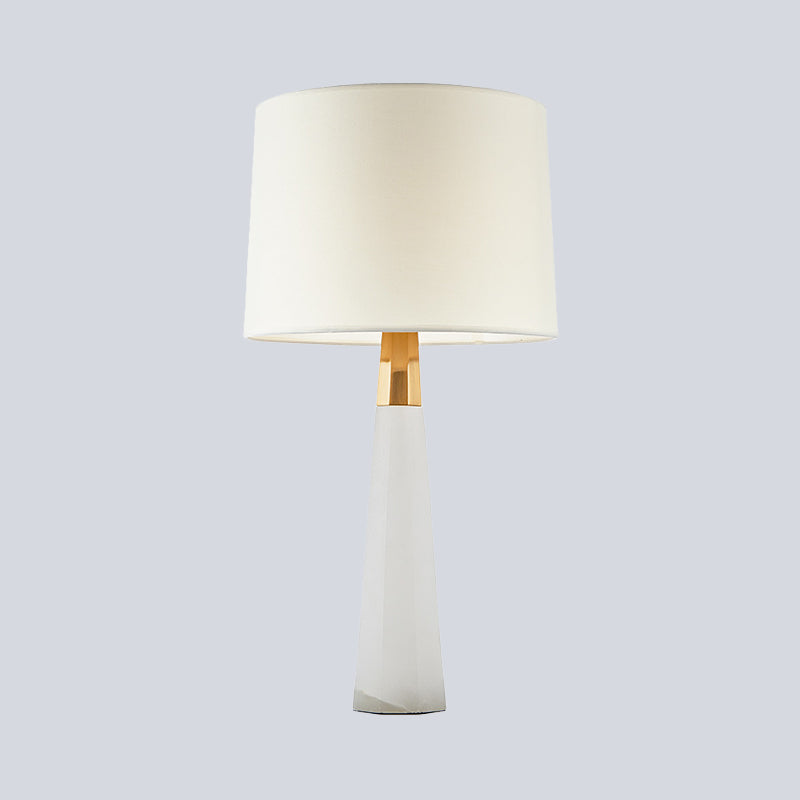 Modernism Conical Shade Table Light Fabric 1 Bulb Small Desk Lamp in White for Bedroom Clearhalo 'Lamps' 'Table Lamps' Lighting' 402689