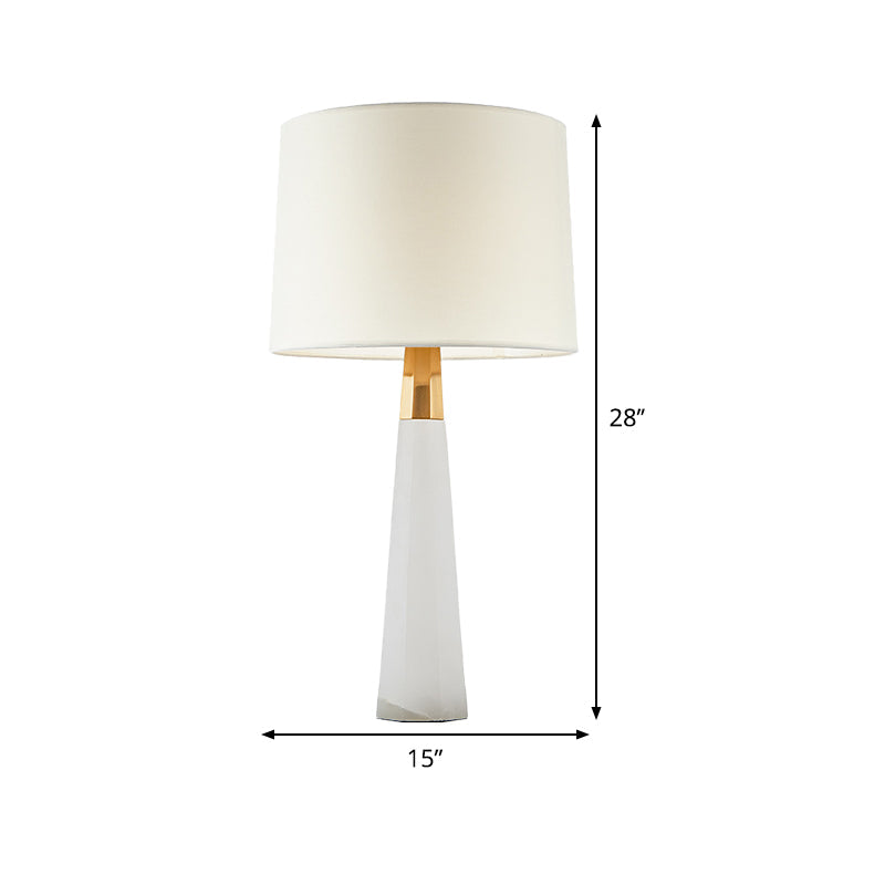 Modernism Conical Shade Table Light Fabric 1 Bulb Small Desk Lamp in White for Bedroom Clearhalo 'Lamps' 'Table Lamps' Lighting' 402690