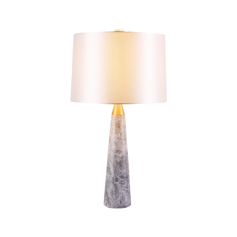 Fabric Drum Shape Study Lamp Modernist 1 Head White Task Lighting with Marble Base Clearhalo 'Lamps' 'Table Lamps' Lighting' 402693