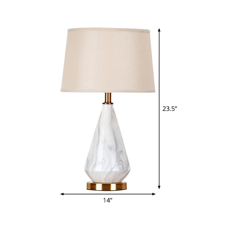 Contemporary 1 Head Task Lighting White Barrel Night Table Lamp with Fabric Shade Clearhalo 'Lamps' 'Table Lamps' Lighting' 402716