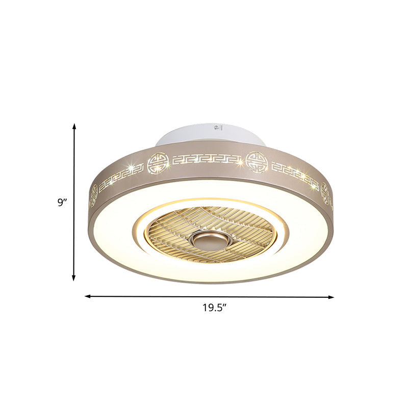 Light Gold Drum Semi Flushmount Minimalist Metallic 19.5