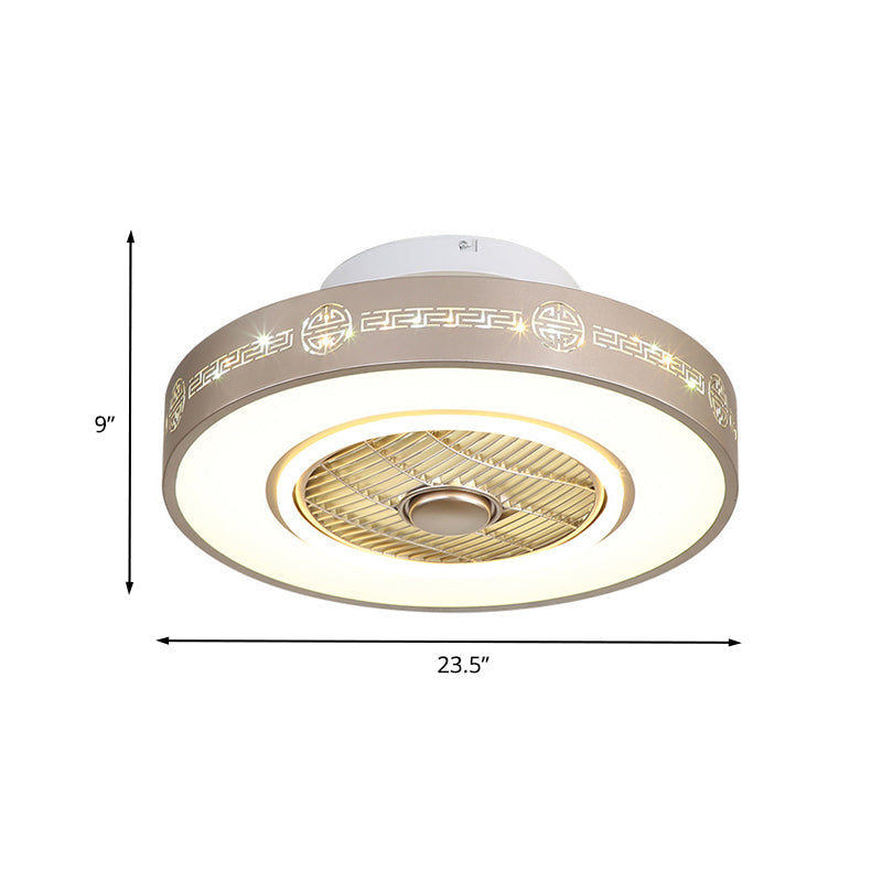 Light Gold Drum Semi Flushmount Minimalist Metallic 19.5