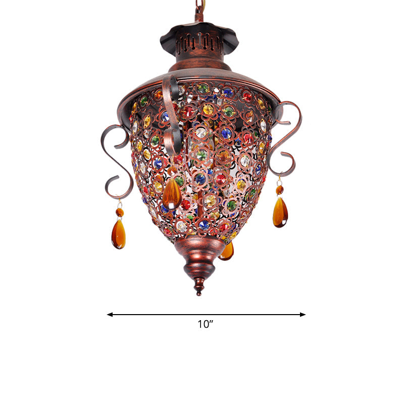 Copper 1-Bulb Down Lighting Bohemian Metal Pine Cone Hanging Light Fixture for Hallway Clearhalo 'Ceiling Lights' 'Pendant Lights' 'Pendants' Lighting' 403130