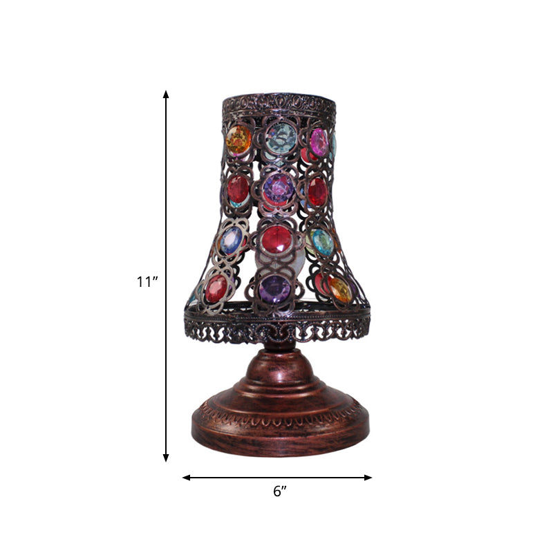 Bell/Cone Bedroom Night Table Lamp Decorative Metal 1 Light Copper Nightstand Lighting, 5.5