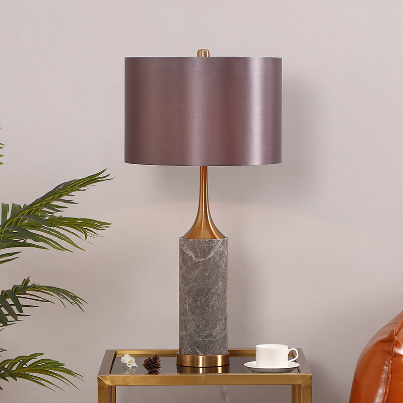 Straight Sided Shade Reading Light Nordic Fabric 1 Bulb Night Table Lamp in Grey Grey Clearhalo 'Lamps' 'Table Lamps' Lighting' 403173