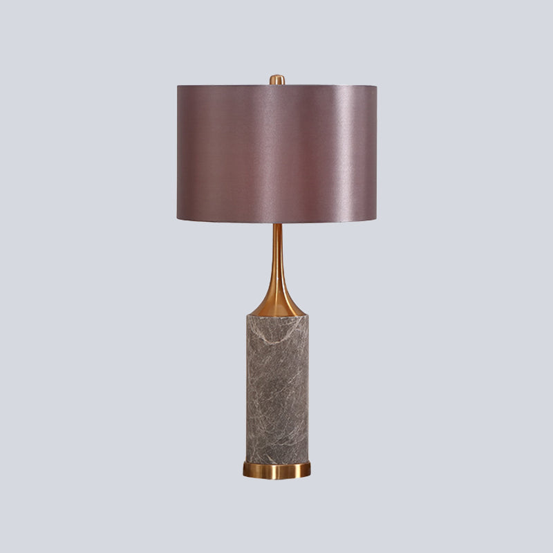 Straight Sided Shade Reading Light Nordic Fabric 1 Bulb Night Table Lamp in Grey Clearhalo 'Lamps' 'Table Lamps' Lighting' 403176