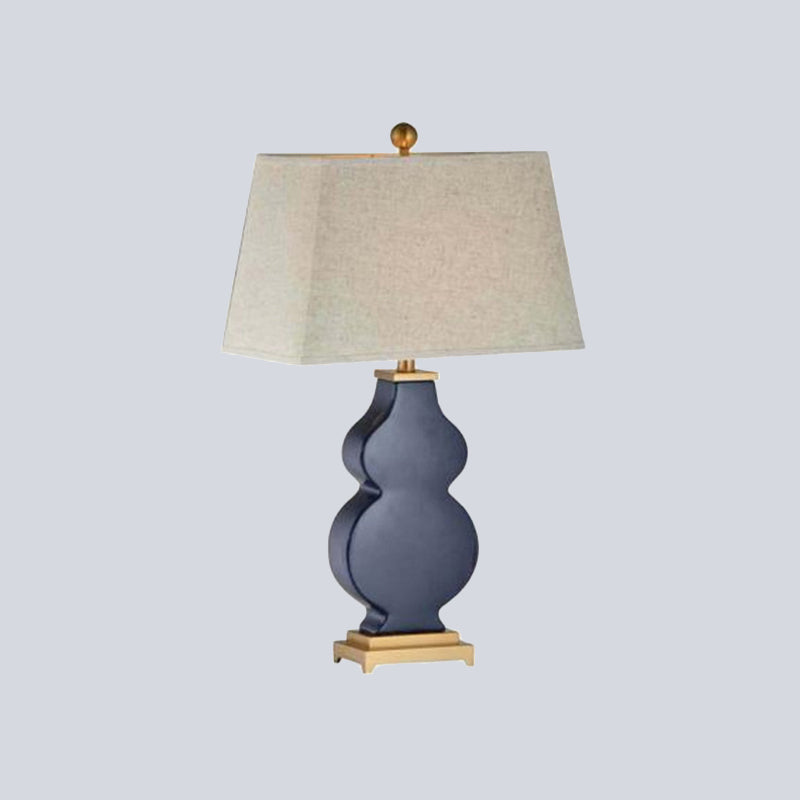 Modernism Pagoda Shape Desk Light Fabric 1 Bulb Night Table Lamp in Blue for Bedroom Clearhalo 'Lamps' 'Table Lamps' Lighting' 403236