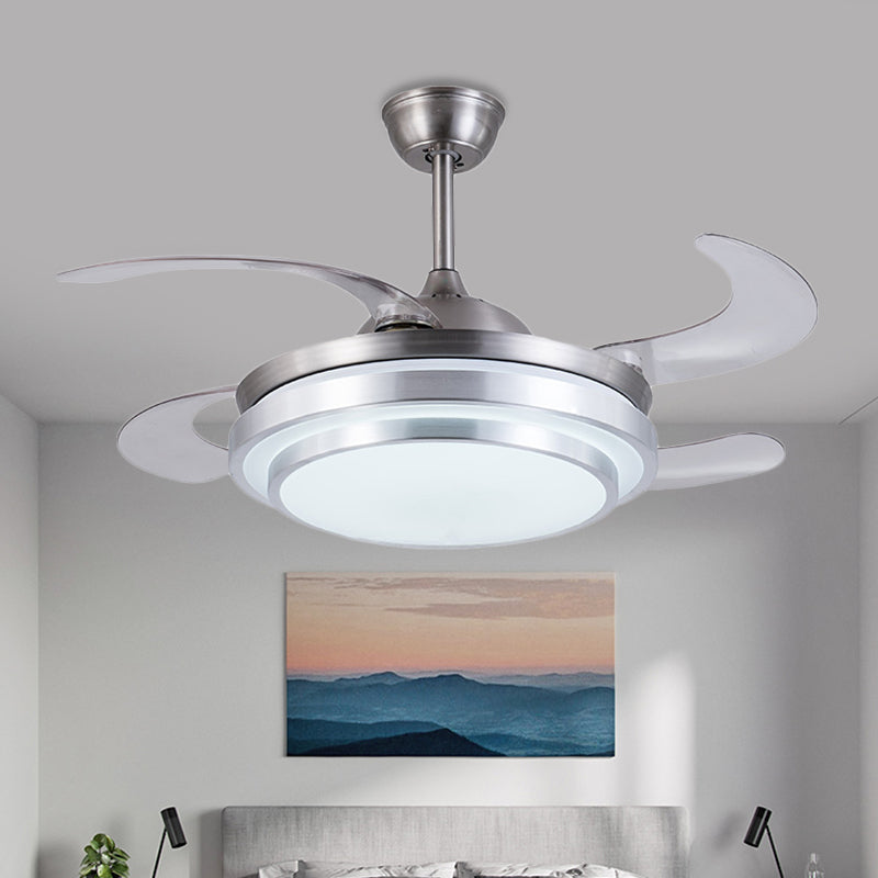 Silver Ring Ceiling Fan Lamp Contemporary Metal LED 36