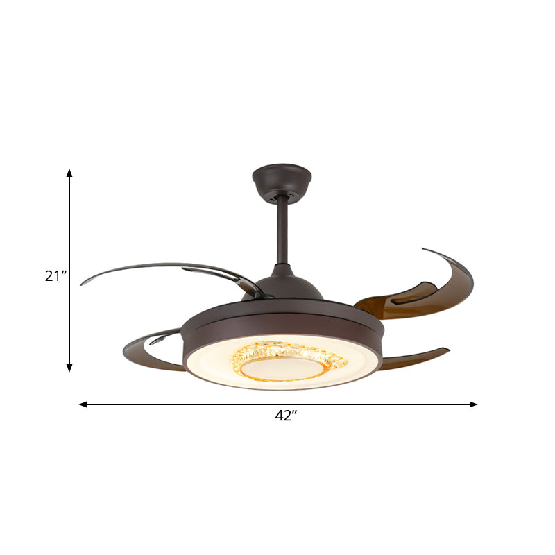 Acrylic Coffee Hanging Fan Lighting Circular LED 42