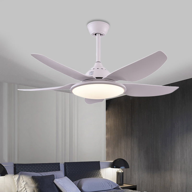 Modern Round Fan Lamp LED Acrylic 5 Blades Semi-Flush Ceiling Light in White for Living Room, 44