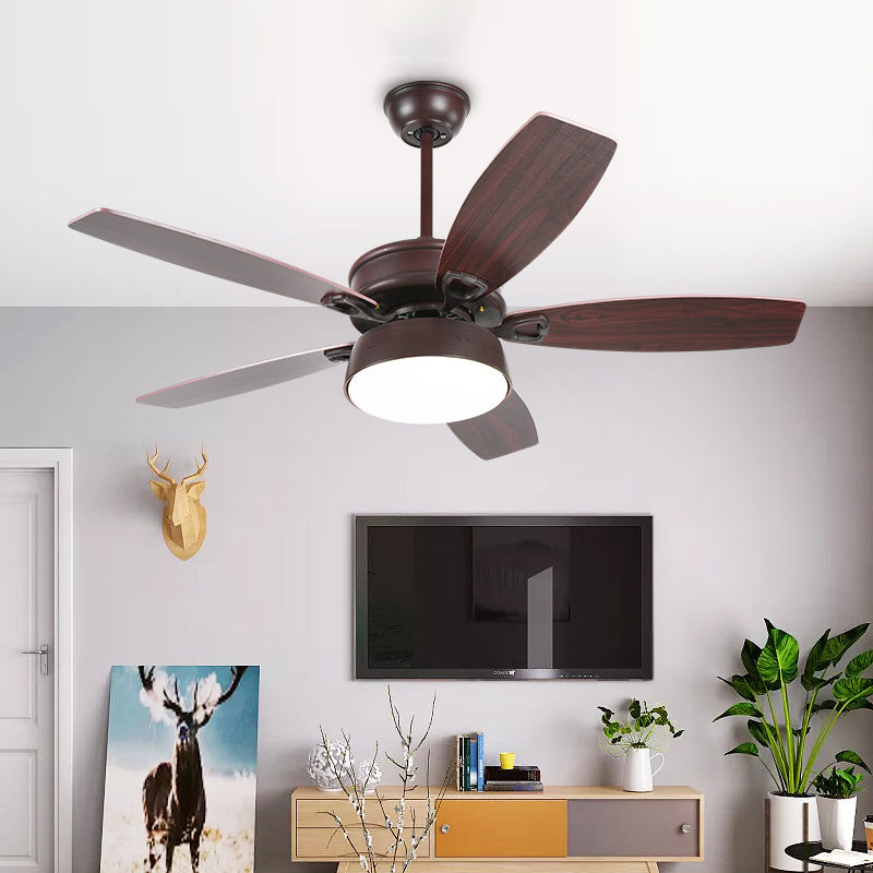 Drum Metallic Ceiling Fan Light Vintage Living Room 50