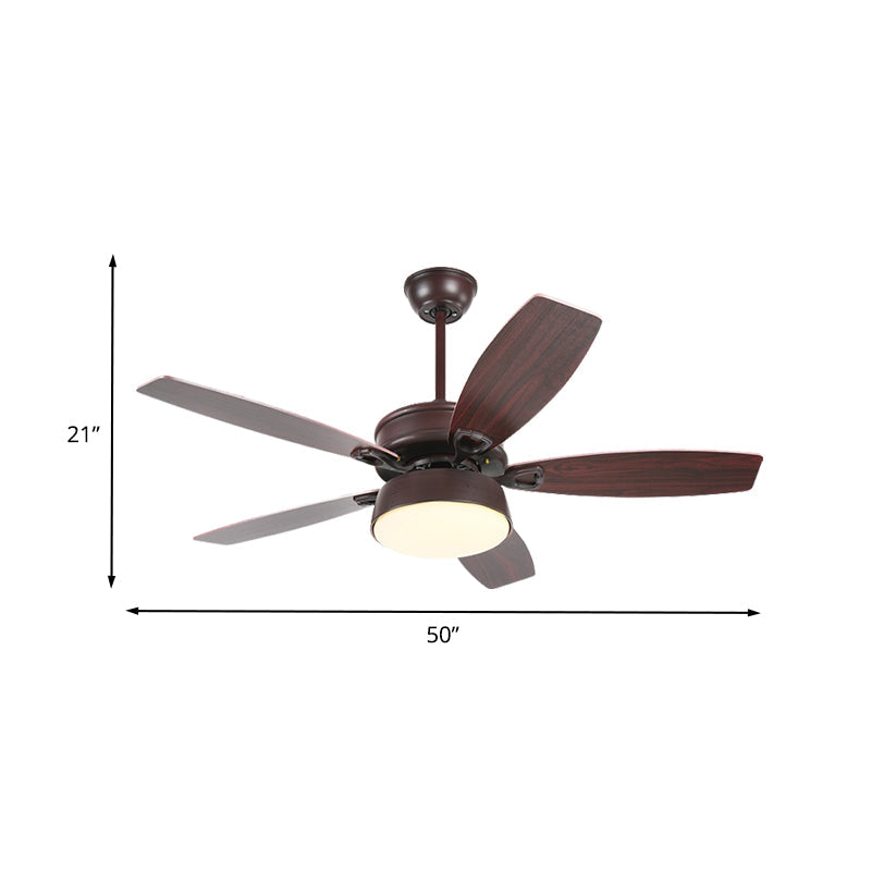 Drum Metallic Ceiling Fan Light Vintage Living Room 50