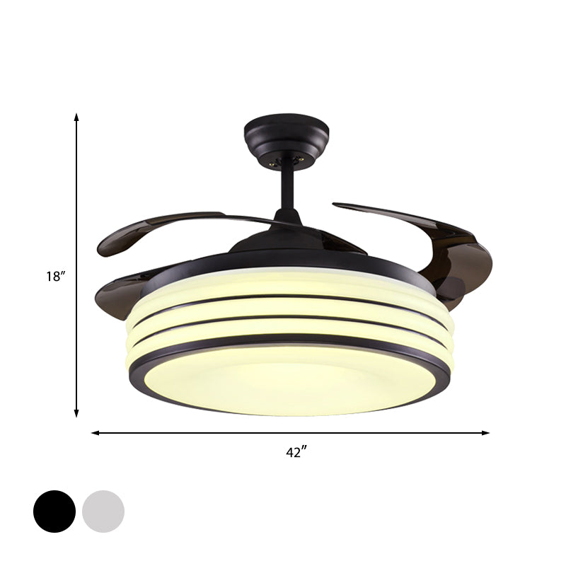 Black/Silver Drum Semi Flush Light Modern Metallic Living Room 42