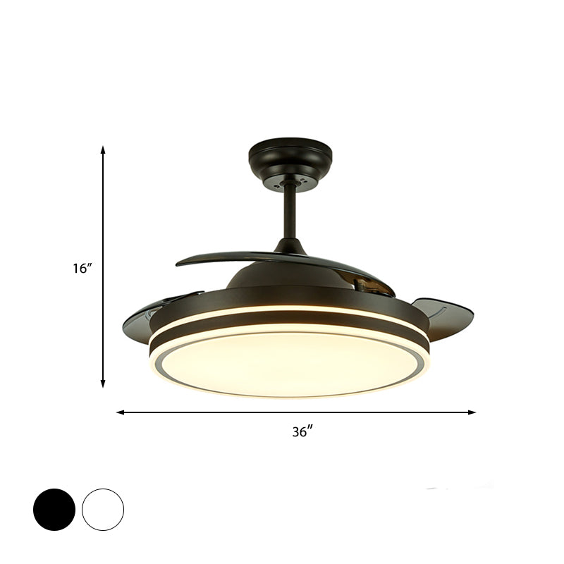 Contemporary Circular Ceiling Fan Lamp Acrylic 36