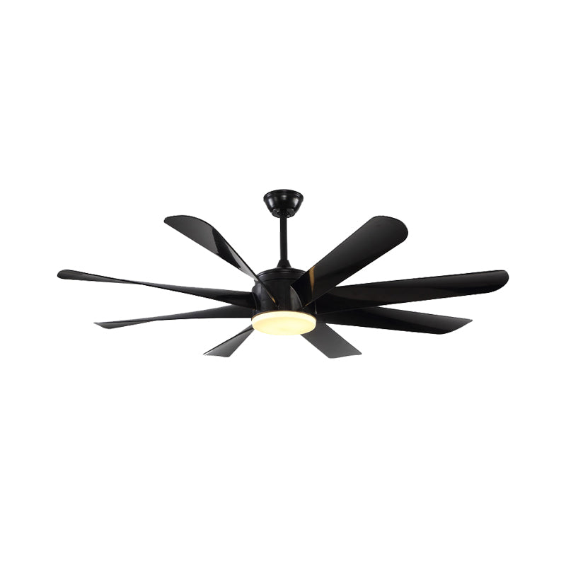 Modernist Circle Semi Flush Lighting Acrylic 8 Blades LED Hanging Fan Lamp in Black, 60