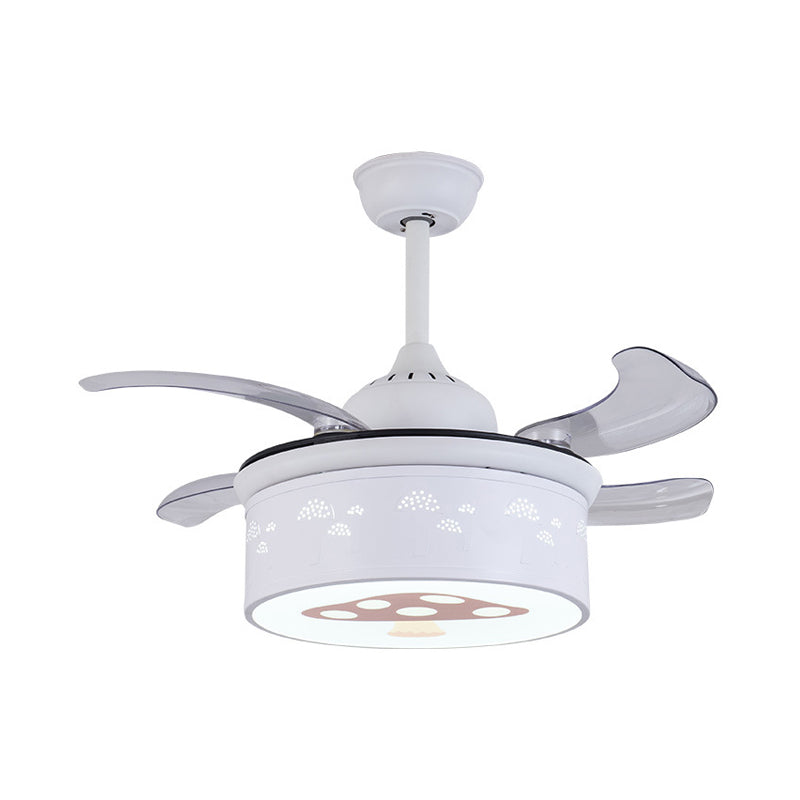 Drum 4 Blades Ceiling Fan Light Kids Metal Living Room 36.5