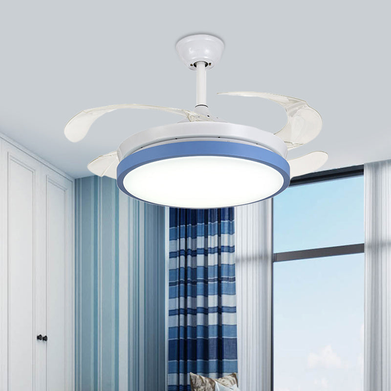 Circular Acrylic Semi Flush Ceiling Lamp Modern Pink/Blue/Yellow 42.5