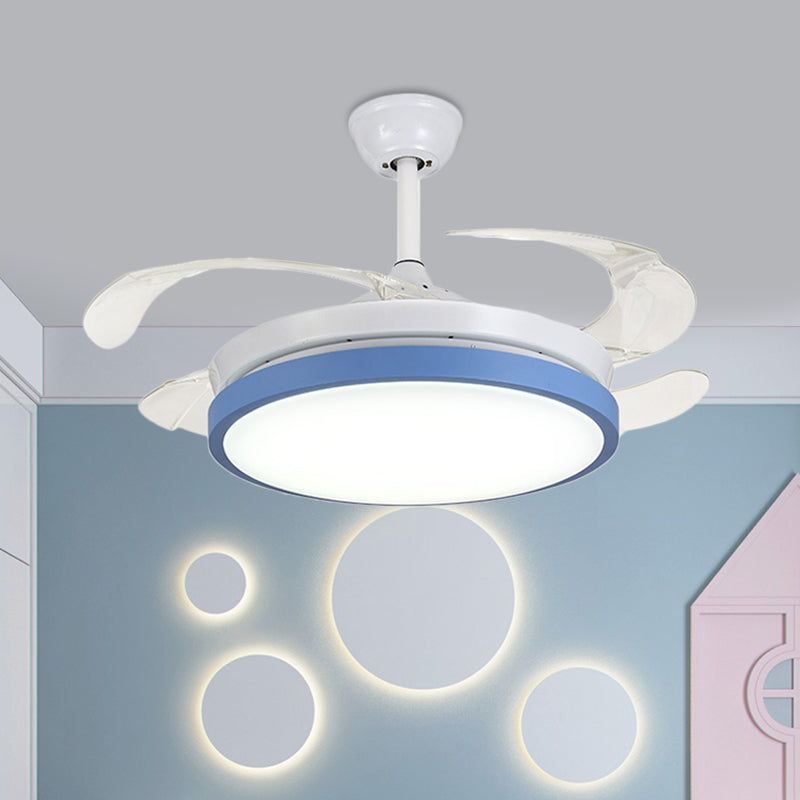 Circular Acrylic Semi Flush Ceiling Lamp Modern Pink/Blue/Yellow 42.5