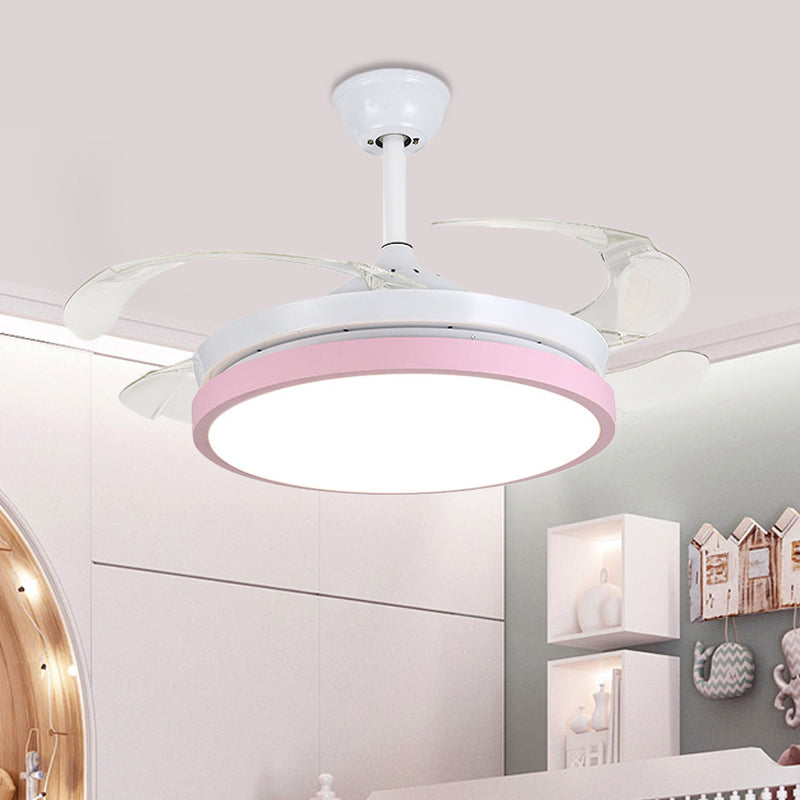 Circular Acrylic Semi Flush Ceiling Lamp Modern Pink/Blue/Yellow 42.5