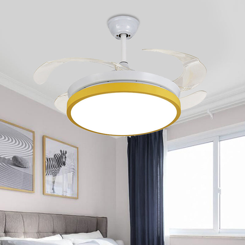 Circular Acrylic Semi Flush Ceiling Lamp Modern Pink/Blue/Yellow 42.5