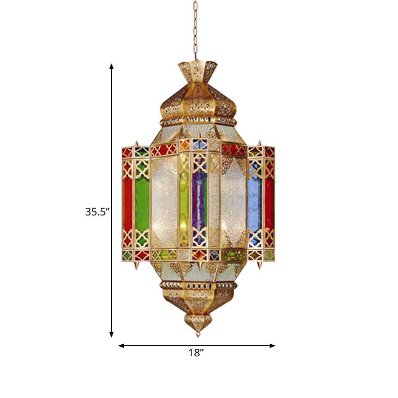 Metallic Castle Suspension Light Art Deco 4-Head Corridor Chandelier Hanging Lamp in Brass Clearhalo 'Ceiling Lights' 'Chandeliers' Lighting' options 403983