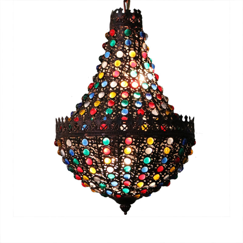 Metal Teardrop Chandelier Light Fixture Decorative 2 Lights Restaurant Hanging Lamp in Black Clearhalo 'Ceiling Lights' 'Chandeliers' Lighting' options 404011