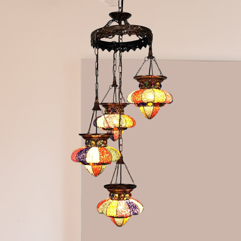 4/6 Lights Metal Chandelier Light Fixture Antique Copper Urn Shape Dining Room Suspension Lighting Clearhalo 'Ceiling Lights' 'Chandeliers' Lighting' options 404022