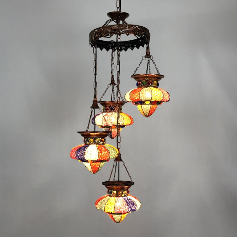 4/6 Lights Metal Chandelier Light Fixture Antique Copper Urn Shape Dining Room Suspension Lighting Clearhalo 'Ceiling Lights' 'Chandeliers' Lighting' options 404025