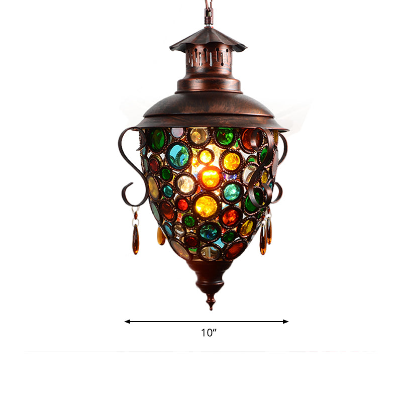 1 Bulb Pine Cone Pendant Light Vintage Copper Metal Hanging Lamp Kit for Dining Room Clearhalo 'Ceiling Lights' 'Pendant Lights' 'Pendants' Lighting' 404067