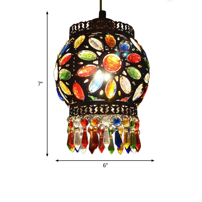 Copper Spherical Hanging Lamp Kit Bohemian Metal 1 Head Dining Room Suspension Light Clearhalo 'Ceiling Lights' 'Pendant Lights' 'Pendants' Lighting' 404097