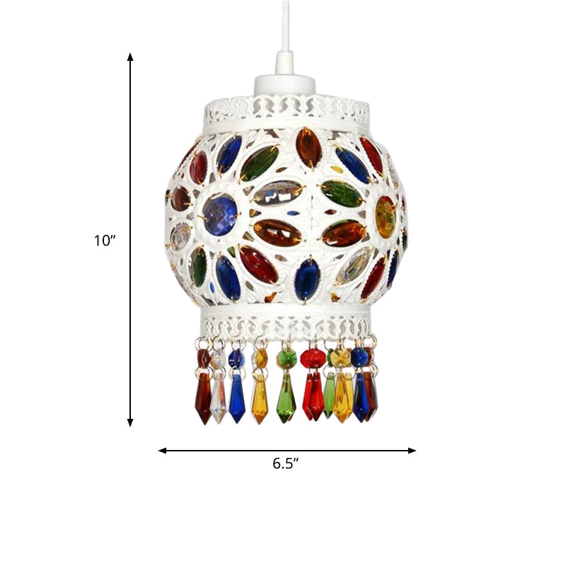 1 Light Pendant Ceiling Light Vintage Ball Metal Hanging Lamp in White for Bathroom Clearhalo 'Ceiling Lights' 'Pendant Lights' 'Pendants' Lighting' 404112