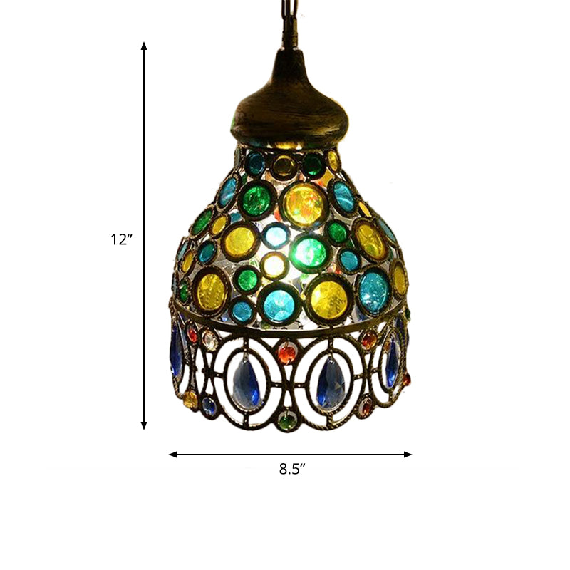 Hollow Restaurant Suspension Lighting Decorative 1 Bulb Green Hanging Pendant Light Clearhalo 'Ceiling Lights' 'Pendant Lights' 'Pendants' Lighting' 404117