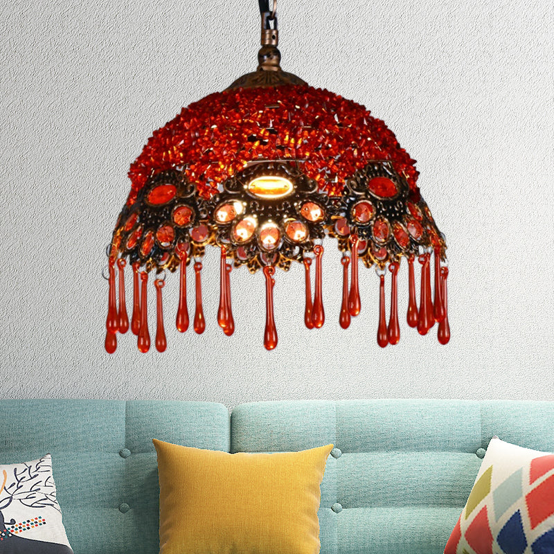 1-Light Metal Ceiling Lamp Traditional Red Dome Shaped Restaurant Hanging Light Fixture Red Clearhalo 'Ceiling Lights' 'Pendant Lights' 'Pendants' Lighting' 404243_5aaf9677-cdcd-4729-8798-24c23ed6ec5f