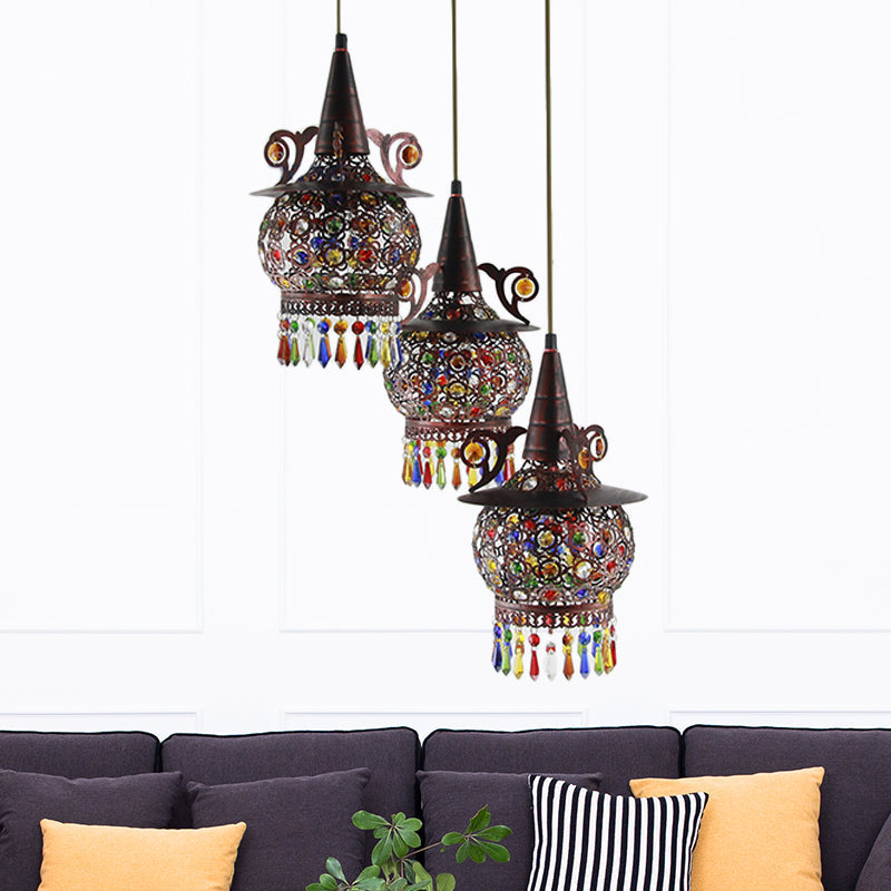 Globe Living Room Cluster Pendant Decorative Metal 3 Lights Copper Hanging Ceiling Light Copper Clearhalo 'Ceiling Lights' 'Pendant Lights' 'Pendants' Lighting' 404258_0f28be68-24ba-4fca-8a73-7836f13f44f8