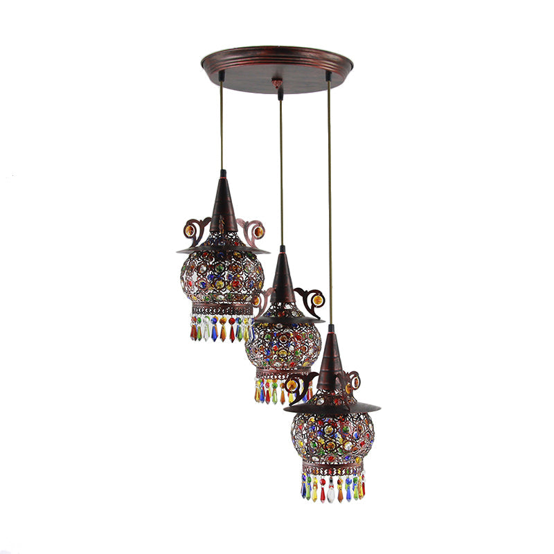 Globe Living Room Cluster Pendant Decorative Metal 3 Lights Copper Hanging Ceiling Light Clearhalo 'Ceiling Lights' 'Pendant Lights' 'Pendants' Lighting' 404260