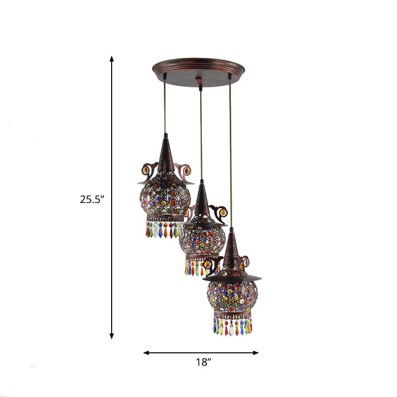 Globe Living Room Cluster Pendant Decorative Metal 3 Lights Copper Hanging Ceiling Light Clearhalo 'Ceiling Lights' 'Pendant Lights' 'Pendants' Lighting' 404262