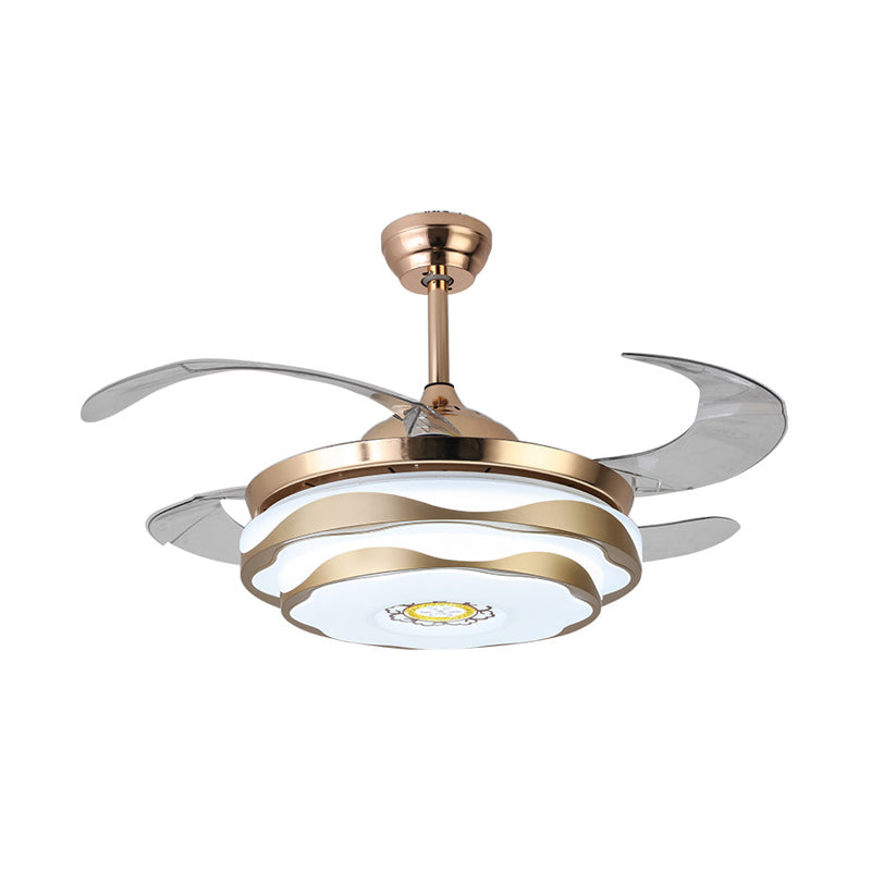 Metal Gold Pendant Fan Lamp Circular LED 42