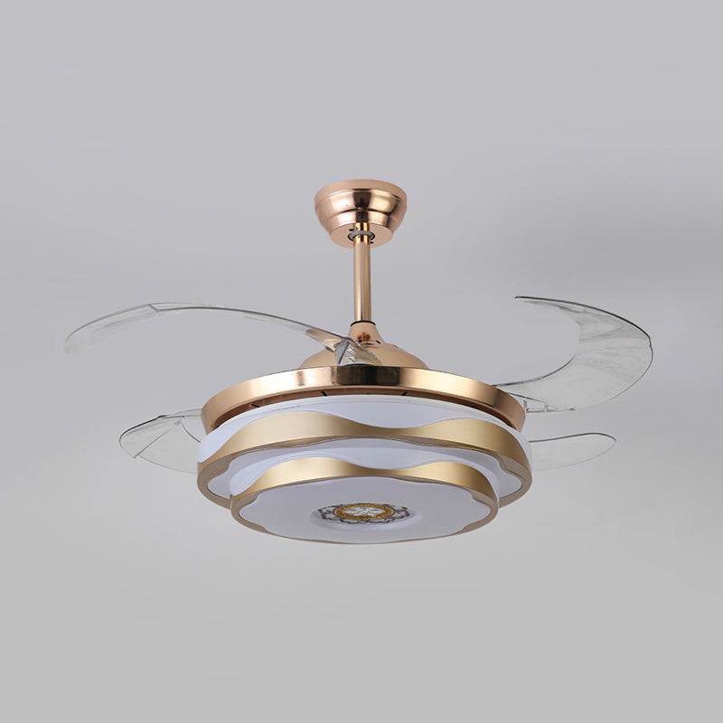 Metal Gold Pendant Fan Lamp Circular LED 42