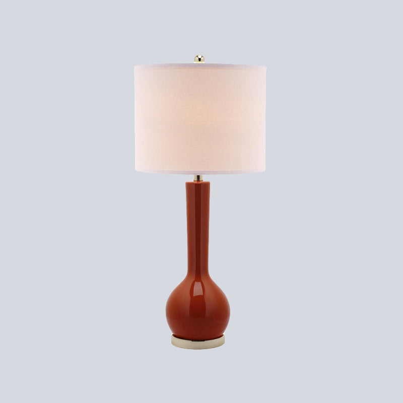 Fabric Cylinder Table Light Modernist 1 Head Red/White Small Desk Lamp for Dining Room Clearhalo 'Lamps' 'Table Lamps' Lighting' 404546