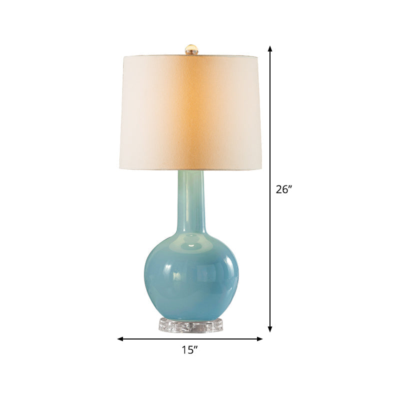 Contemporary Urn-Shaped Nightstand Lamp Ceramic 1 Bulb Reading Book Light in Blue Clearhalo 'Lamps' 'Table Lamps' Lighting' 404551