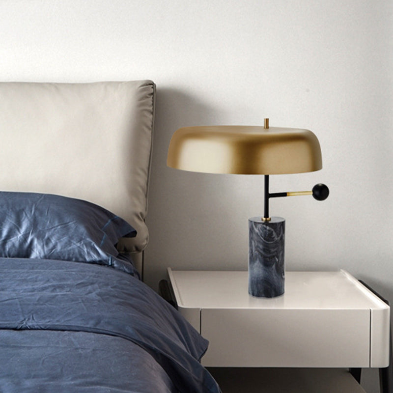 Drum Shade Task Lighting Modernism Metal 1 Head Gold Night Table Lamp for Bedside Gold Clearhalo 'Lamps' 'Table Lamps' Lighting' 404719