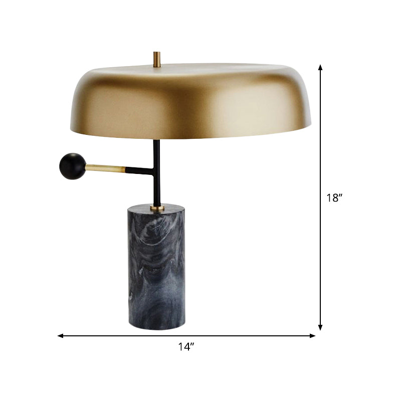 Drum Shade Task Lighting Modernism Metal 1 Head Gold Night Table Lamp for Bedside Clearhalo 'Lamps' 'Table Lamps' Lighting' 404723