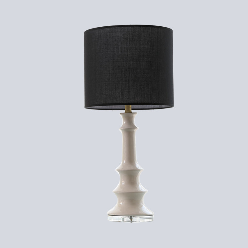 Straight Sided Shade Nightstand Lamp Contemporary Fabric 1 Head Reading Light in Black Clearhalo 'Lamps' 'Table Lamps' Lighting' 404727